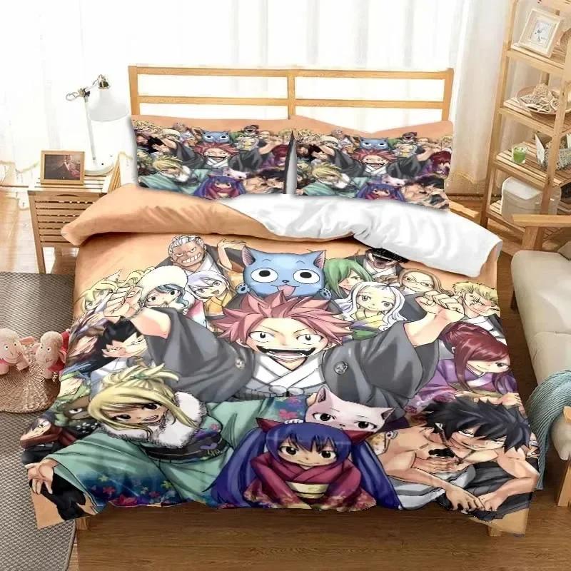 3D  Fairy Tail Bedding Set Bed Three-piece Set Duvet Cover Single Double Bed Queen Size Duvet Cover Set Adult Kid's Bedroom