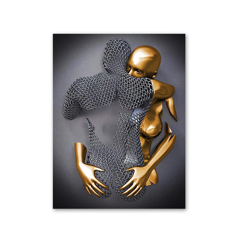 3D Любовь Сердце Серая Металлическая Фигура Статуя Холст Картина Плакаты и принты Современные Настенные Художественные Фотографии для Гостиной Домашний Декор
