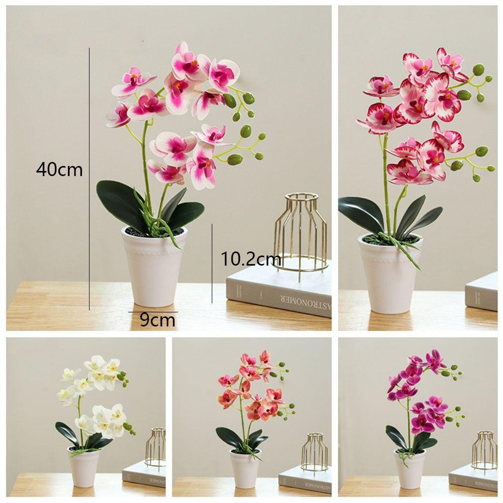 Яркая искусственная орхидея бонсай в горшке Real Touch искусственная орхидея цветочный сад украшение дома