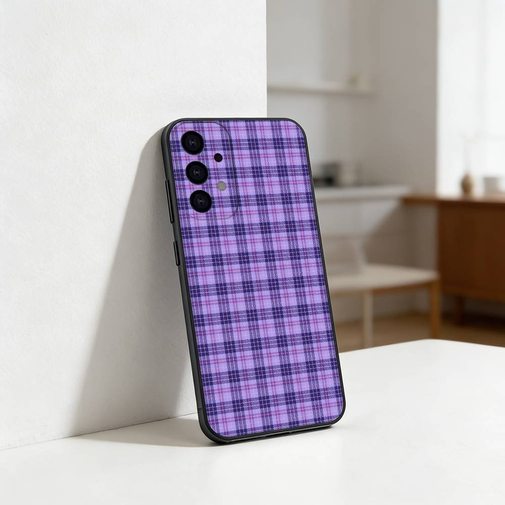 Крутой чехол для телефона с узором P-Фиолетовый P-Клетка для Samsung S25,S24,S21,S22,S23,S30,Ultra,S20,Plus,Fe,Lite Черный корпус
