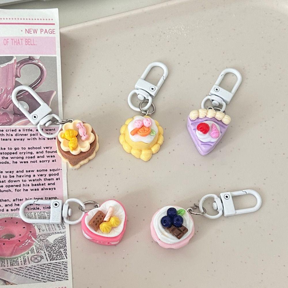 Cute Car Keyring Cartoon Party Gift Jewelry Simple Cake Pendant Keychain  Boudoir