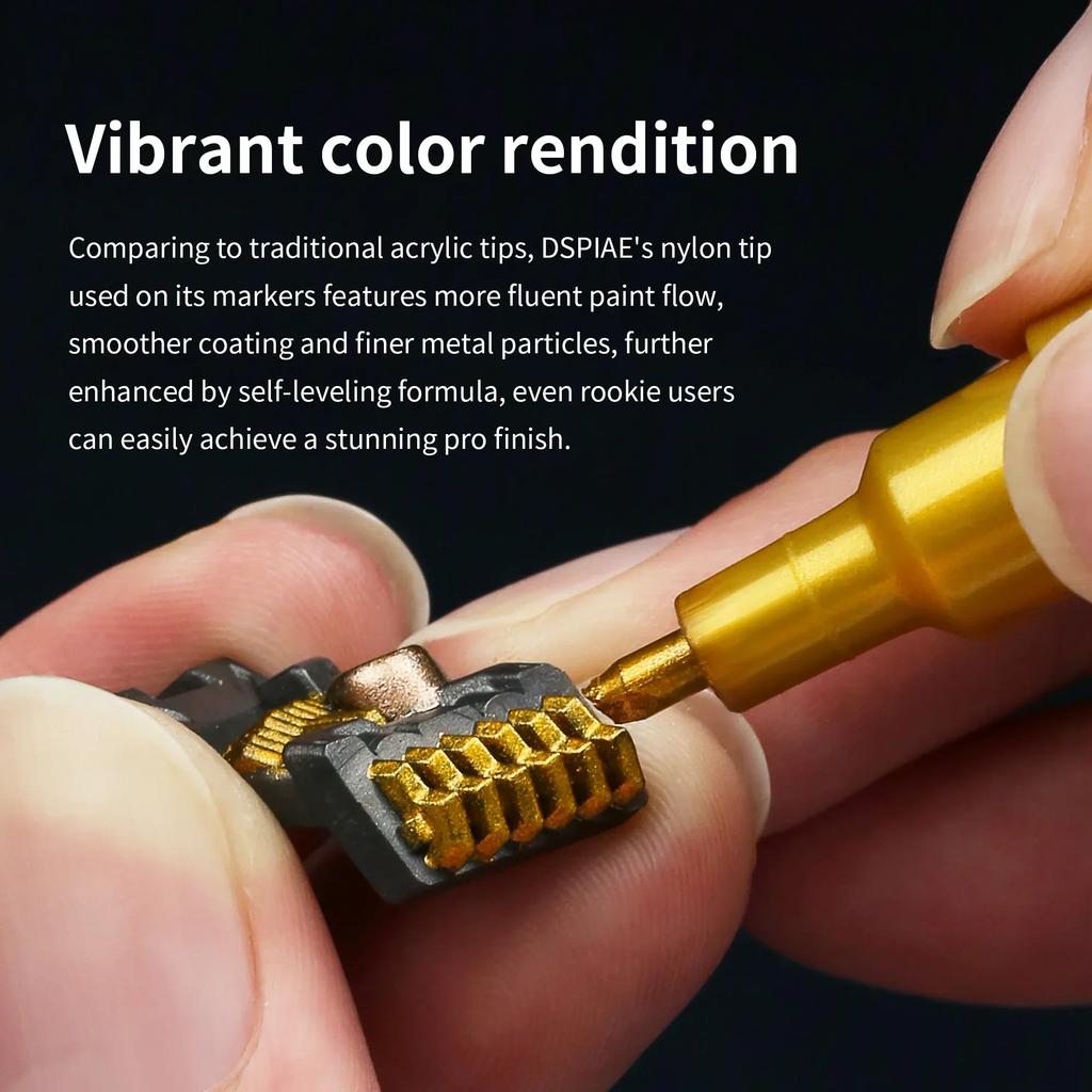 Dspiae Mka Суперметаллический маркер-кисть На водной основе Мягкий наконечник Экологичный Розовый Оранжевый Красный Синий Зеленый Серебристый Золотой