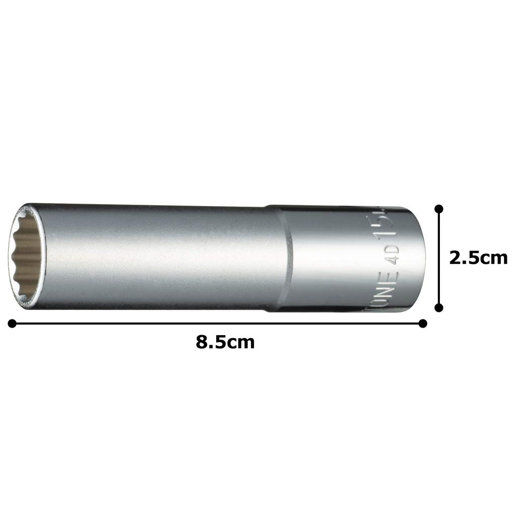 TONE Deep Socket Drive Angle Width Across Flats 15mm (12 Square) HP4D-15L 12.7mm (1/2")