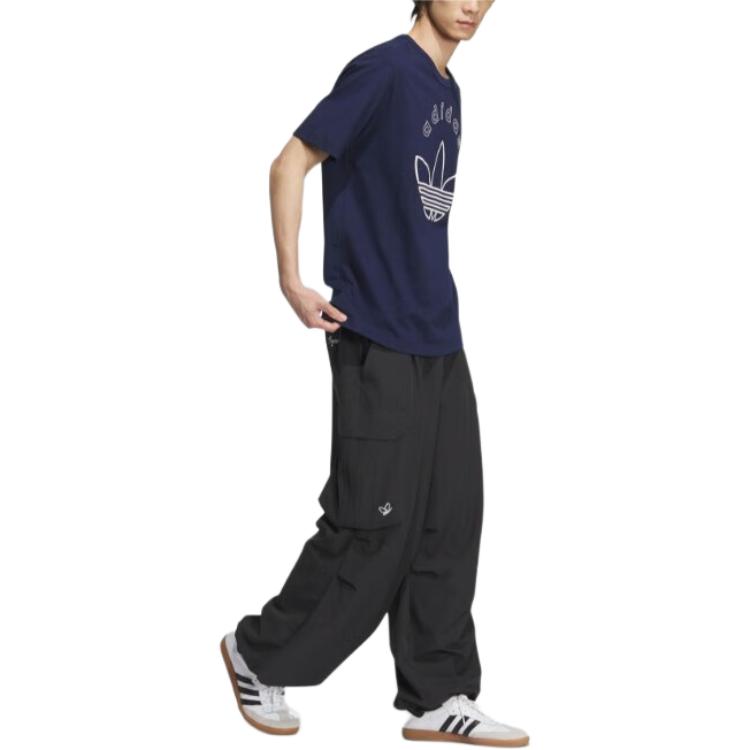 adidas Originals Logo Print Повседневная спортивная футболка с коротким рукавом Мужские топы Indigo JD3257