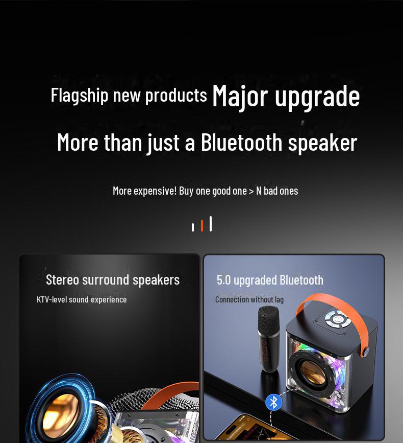 Bluetooth-динамик с высококачественным звуком, портативным микрофоном и светодиодной подсветкой для танцевальных вечеринок