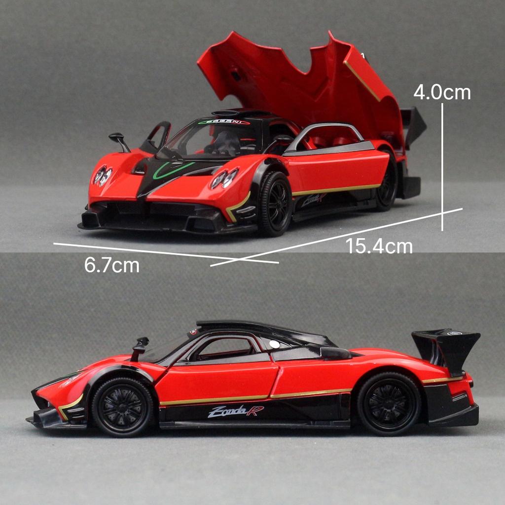 1/32 Pagani Zonda R Toy Car Model RMZ CiTY Diecast Metal Miniature Super Sport Sound & Light Collection Pull Back Gift For Boys
