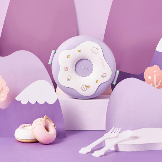 Милый мультяшный пончик, 1000 мл, ланч-бокс, контейнер для бенто, пригодный для использования в микроволновой печи, с отделениями, поставка для студентов