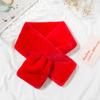 Elegant Winter Warm Faux Rabbit Fur Plush Neckerchief Wrap Neck Warmer Solid Color Cross Scarf