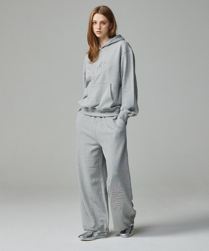 KITTY POTTERY Street Lettering Embroidered Jogger Pants Melange Grey