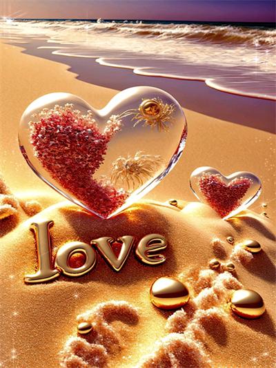 Набор для вышивки алмазной живописью Сердце Камень Морской Декор для дома Мозаика Вышивка крестом Любовь Пляжный пейзаж Кристалл Картина