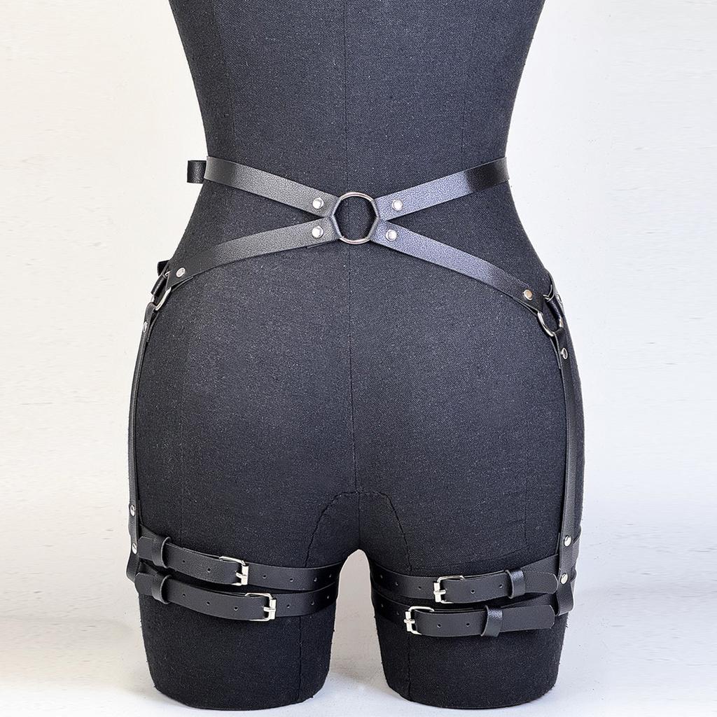 PU Leather Sexy Lingerie Leg Harness Thigh Garter Belt Gothic Belt Underwear Exotic Costume Women Dress