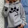 (M-3XL) Autumn Winter Women Dog Paw Print Hoodie Long Sleeve Pullover Hooded Sweatshirt