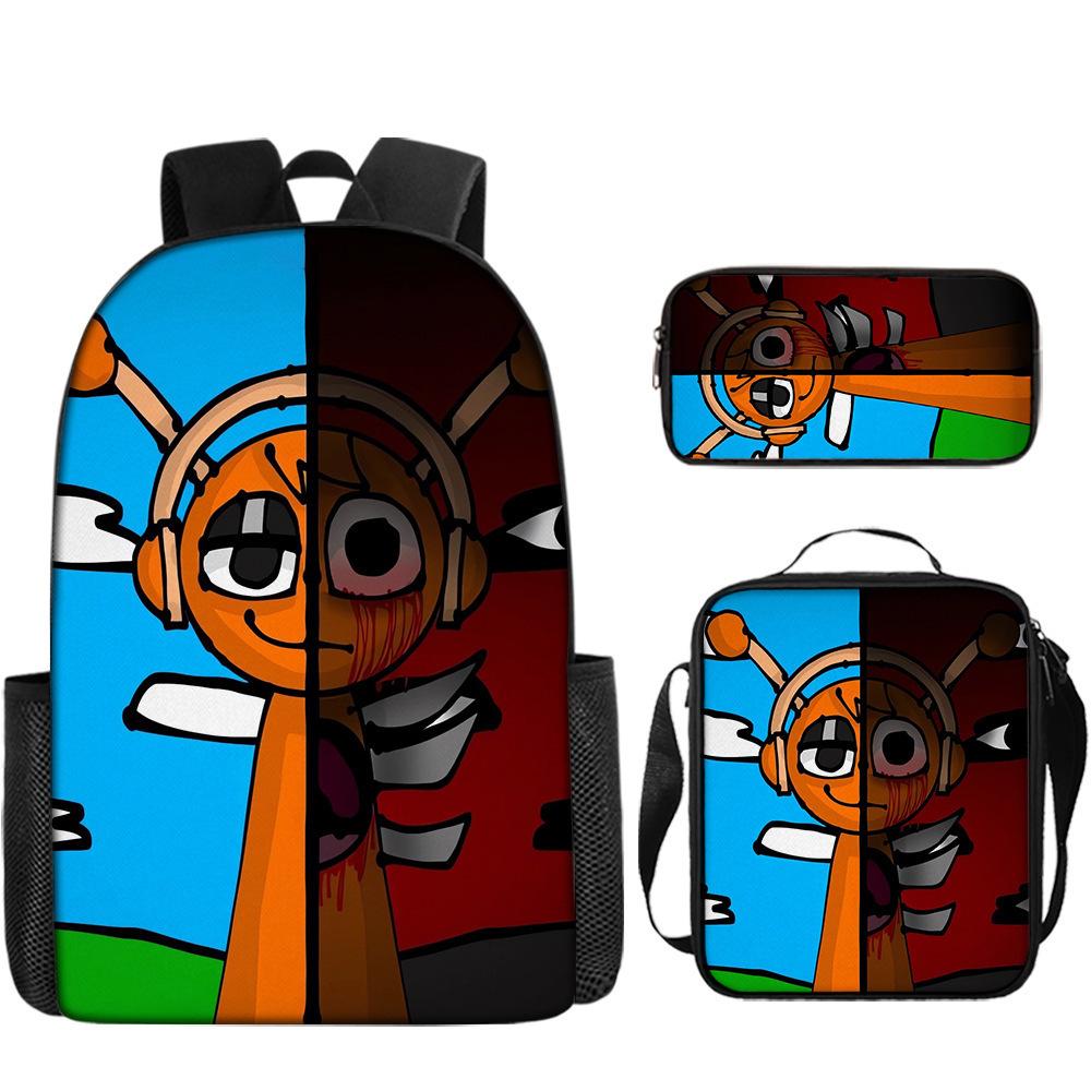 Rhythm Box Sprunki Student School Bag Backpack Backpack Three-Piece Set