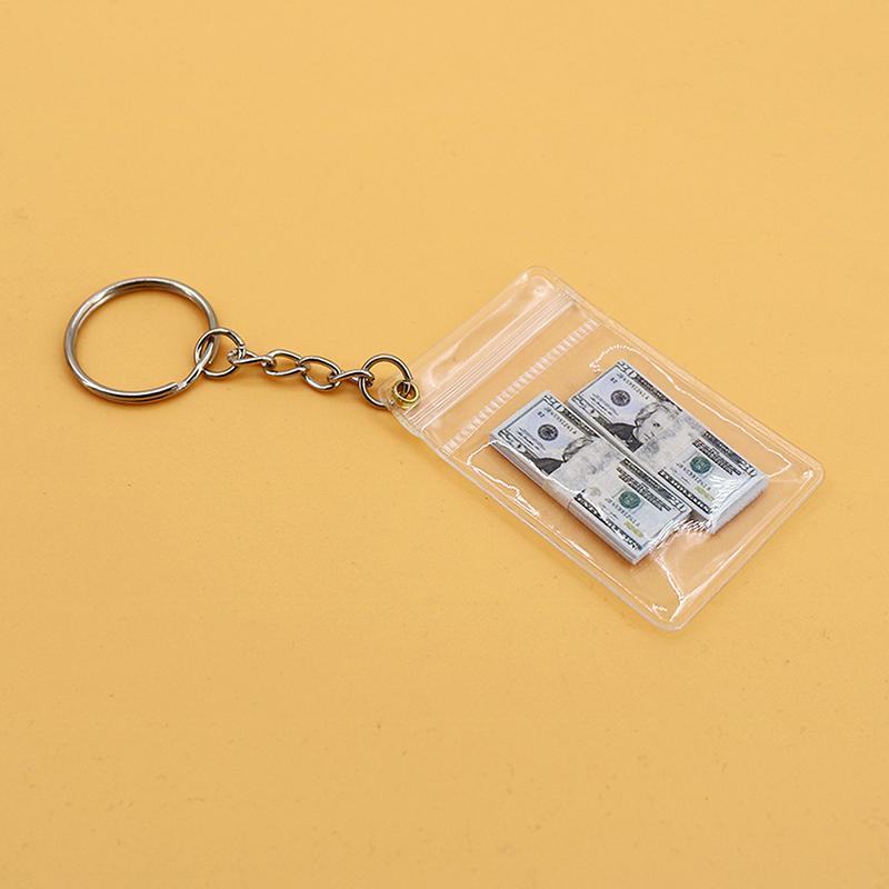 Брелок в виде банкноты в виде доллара США, подвеска в виде мини-доллара США, прозрачная сумка-монета, уникальный брелок в виде мини-сумки для денег ручной работы