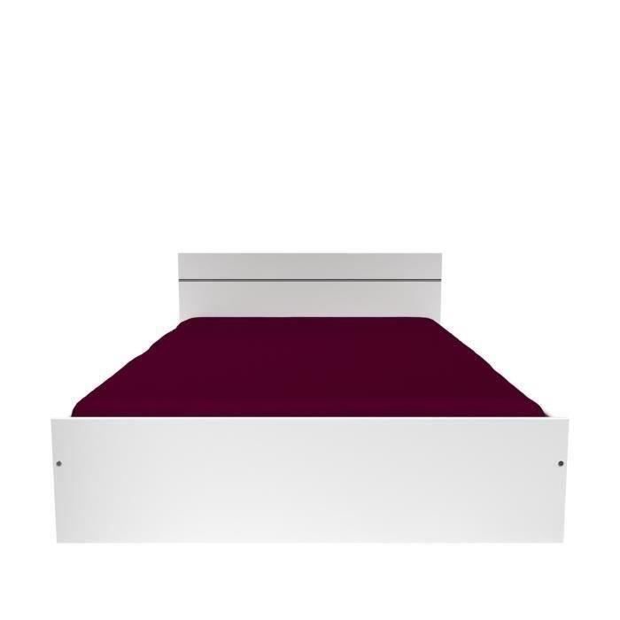 BOSTON Современная кровать для взрослых - Белый декор - Ш 140 x Д 190 см