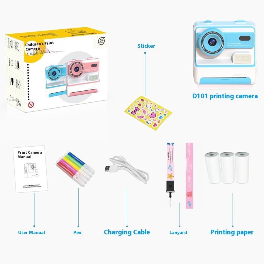 New Print Camera Shoots and Shoots Immediately, Front and Rear Dual Cameras 3000WHD Thermal Paper Printing Photo Digital Camera