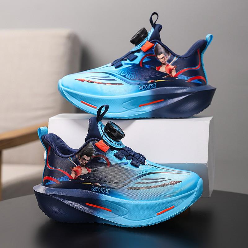 Boys Lightweight Running Shoes Kids Ages 7-16 Soft Sole Breathable Sport Sneakers With Rotating Buckle Synthetic