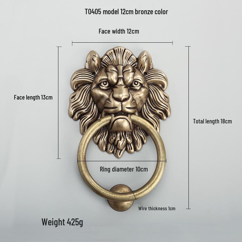 Антикварный латунный дверной молоток в виде головы льва и ручка-тяга для французских дверей