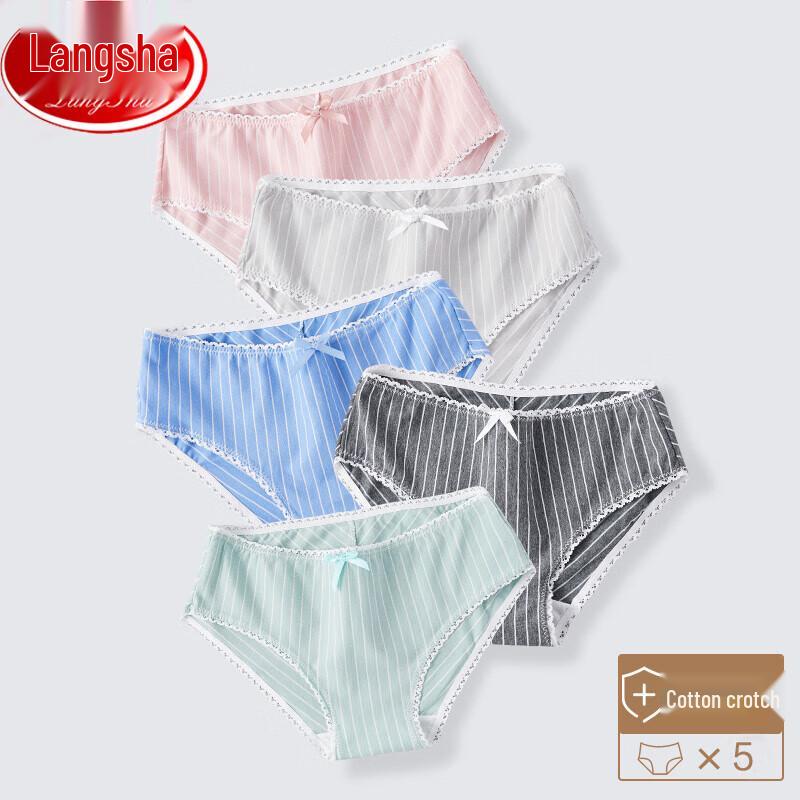 LANGSHA Хлопковые трусики для девочек в полоску с кружевной отделкой (4-Pack)