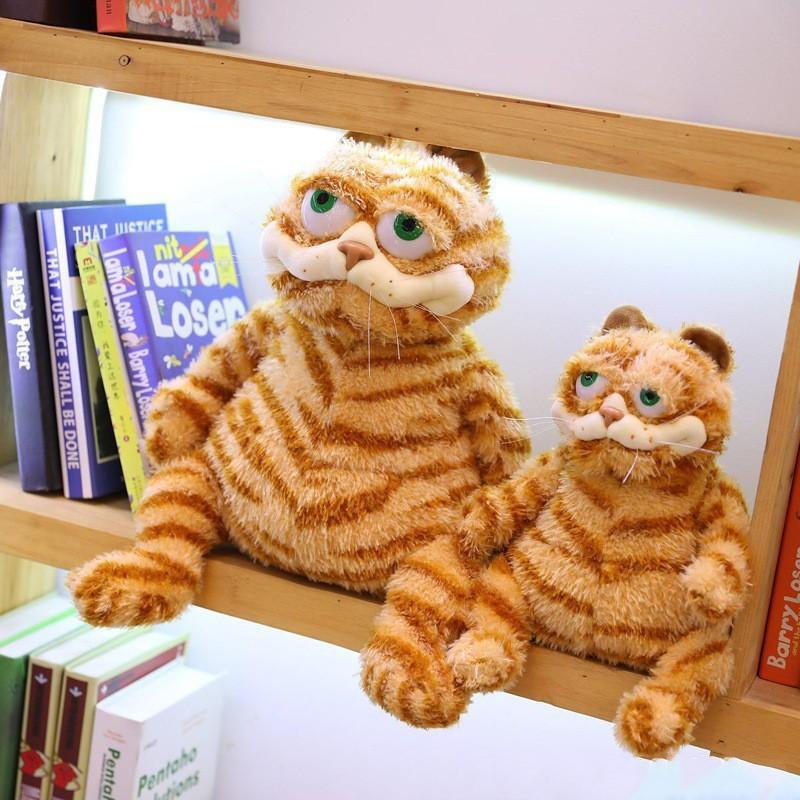 Non-Toxic Fat Orange Plush Cat Stuffed Animals Toy Lifelike Yellow Tabby Cat Kitty Toy For Children And Children Xmas Birthday
