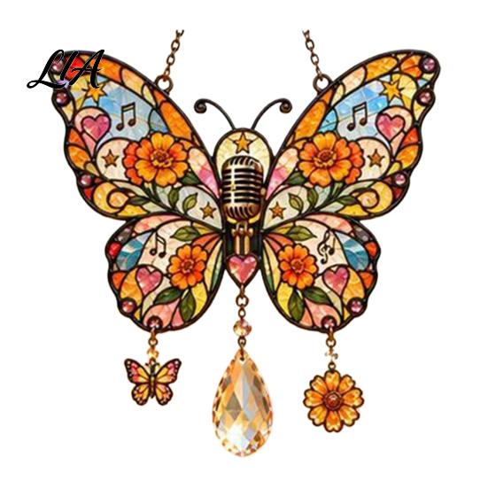 Waterproof Balcony Decoration Country Soul Memorial Suncatcher, Stained Glass Style Hanging Ornament, Crystal Sun Catcher Singer Themed Wind Chime for
