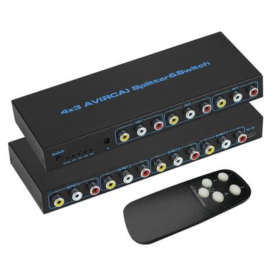 RCA Переключатель 4x3 RCA 4 3 1080P AV Совместимый с DVD Камерой Видео и с ИК Пультом Дистанционного Управления Селектор, Переключатель, Распределитель, Входы, Выходы, 60 Гц,