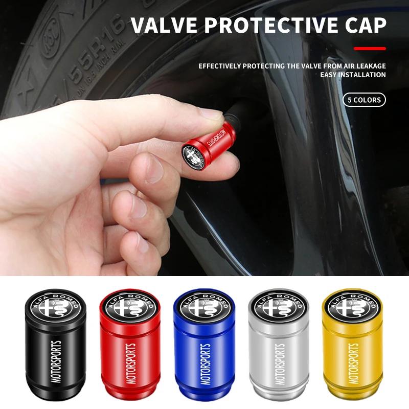 ACPXJ1 4Pcs Metal Car Styling Wheel Tire Valve Caps Cover Accessories For Alfa Romeo 159 Giulietta Giulia 147 Mito 156 166 Stelvio
