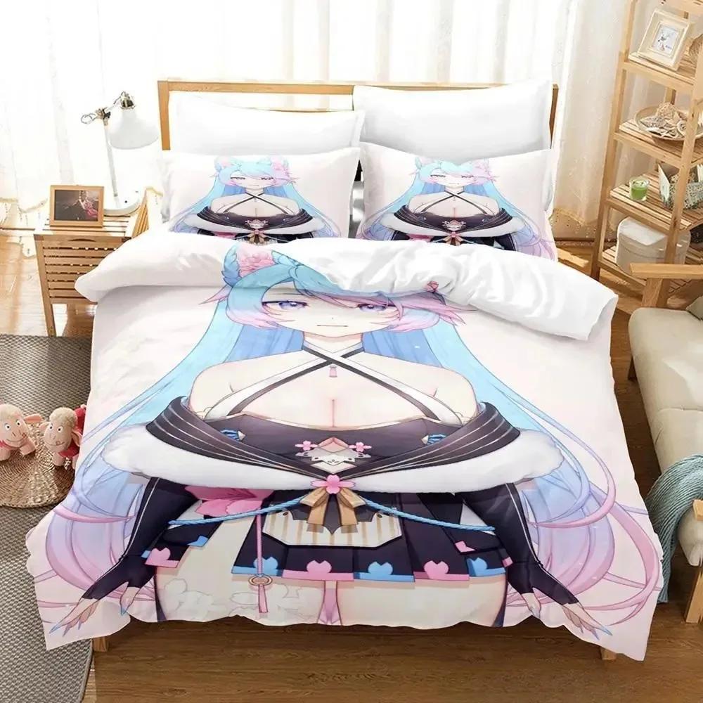 3D Аниме Сексуальные Девушки Silvervale VTuber Комплект Постельного Белья Односпальный Полуторный Двуспальный Кингсайз Комплект для Кровати Взрослый Детский Спальня Комплекты Пододеяльников