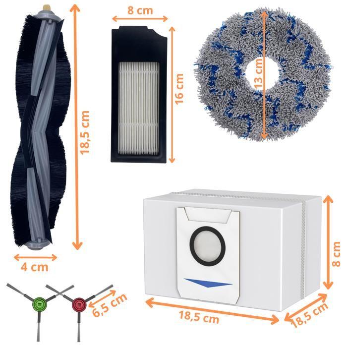 Accessory Pack for Ecovacs Deebot X1 Omni/X1 Turbo/T10 Turbo - Bag/Filter/Mop/Side Brush/Extractor Roller Phonillico®