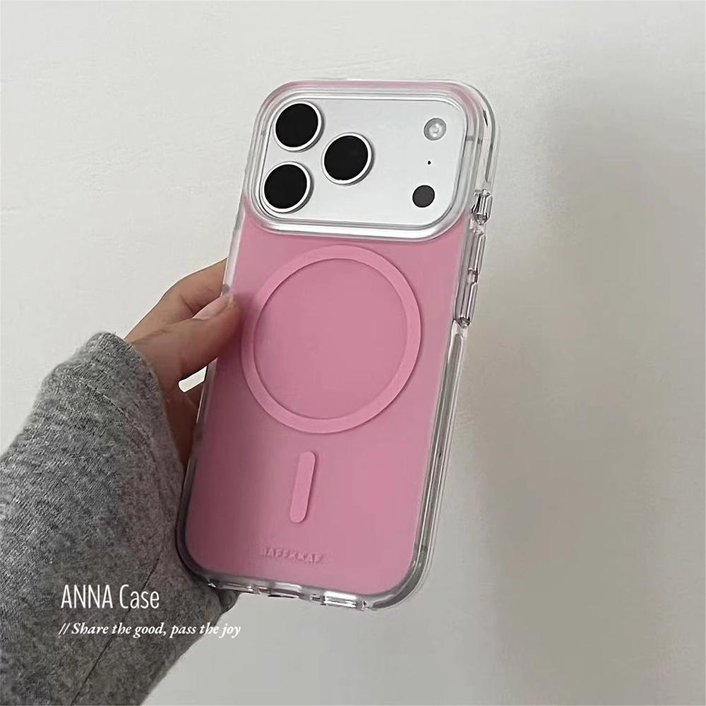 Милый однотонный розовый магнитный чехол для телефона для iPhone 13 14 15 16 17 Pro Max Для MagSafe Беспроводная зарядка Защитный чехол для девушек