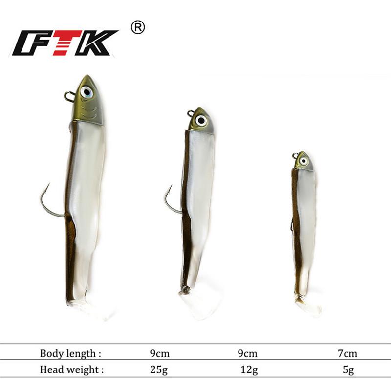 FTK Рыболовная приманка с черной джиг-головкой Minnow, мягкая приманка для щуки, 5 г/12 г/25 г, мягкая приманка для ловли окуня, сельди, приманка для лодки, двора, окуня