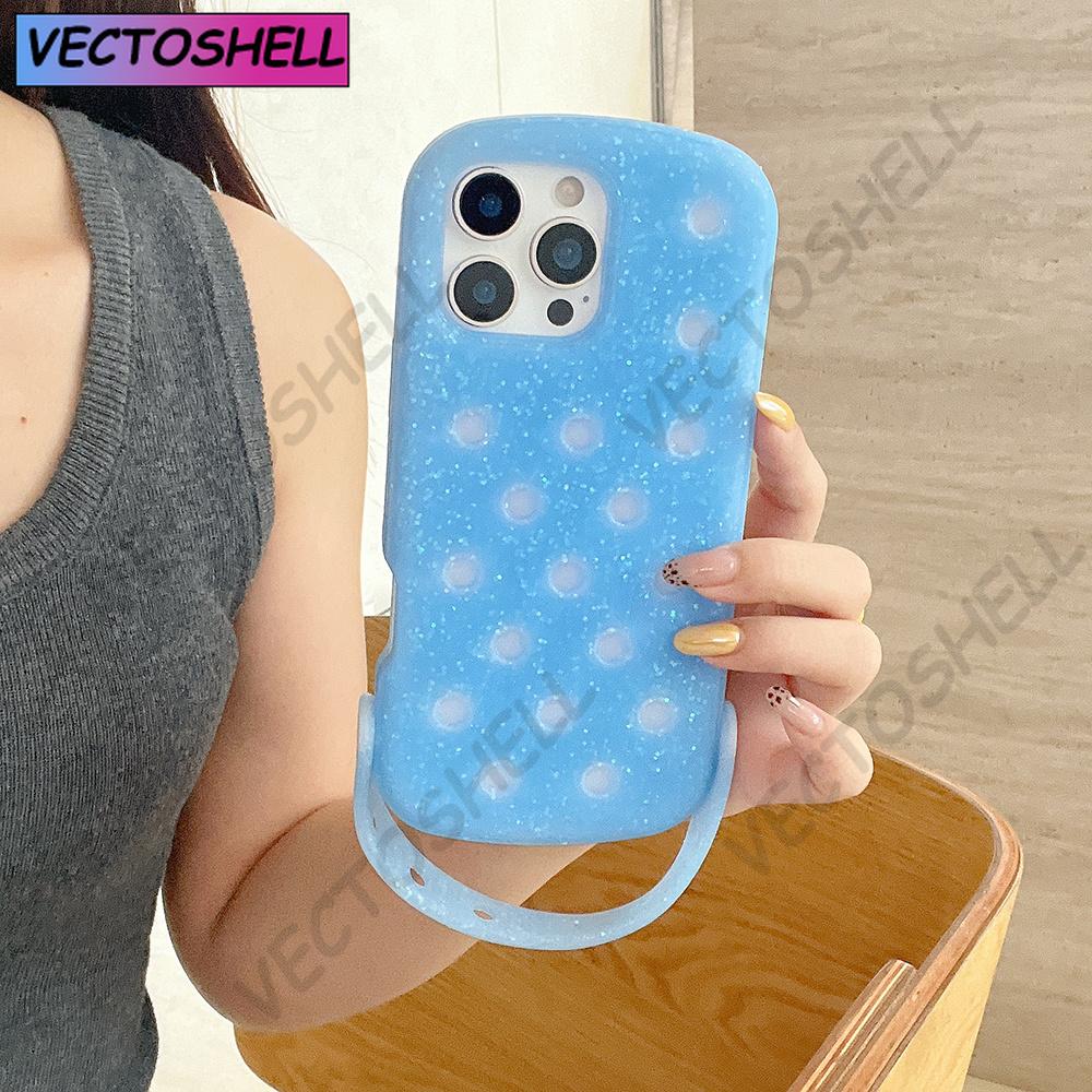 Для Crocs Подвески DIY Держатель для браслета Чехол для телефона Для iPhone 17 16 15 14 Pro Max Air 13 Однотонный Мягкий Силиконовый Задний Чехол