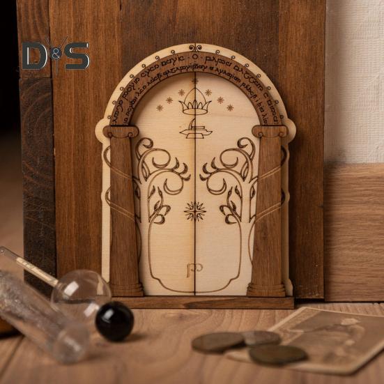 Мини деревянная дверь, дверь в виде сказочного домика, дверь в стиле ретро с микроландшафтным декором для поделок своими руками, миниатюрные книжные полки для сада