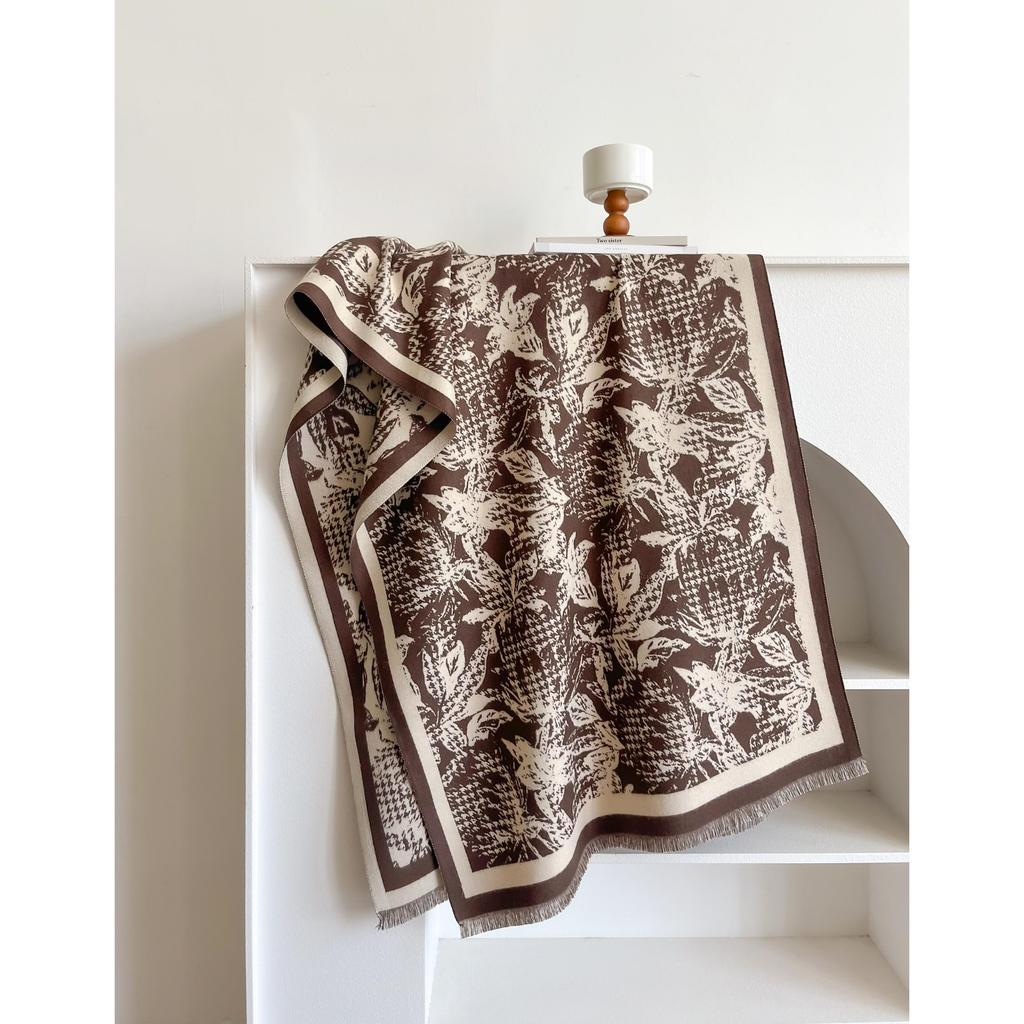 Women Houndstooth Pashmina Scarves Fringe Wrap Winter Warm Fashion Brands Designer Cashmere Two-Sided Scarf Blanket Soft Shawls