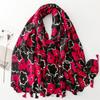 Women’s Flower Patchwork Print Fashion Scarf and Shawl Fall Winter Soft Warm Comfortable Stylish Scarf Cotton Linen Sunscreen Shawl for Evening Dress