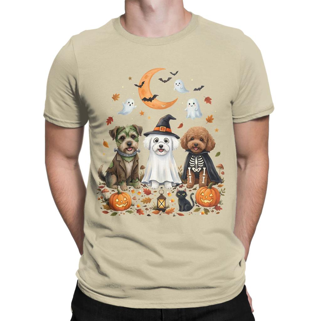 Dogs In Ghost Cute Lab Funny 100 Cotton Tshirt Ghost Coffee Golden Doodle Dog Halloween Tops Tees For Unisex