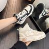 Женские высокие кожаные повседневные кеды на платформе, осенне-зимние новые, бархатные, утепленные кроссовки
