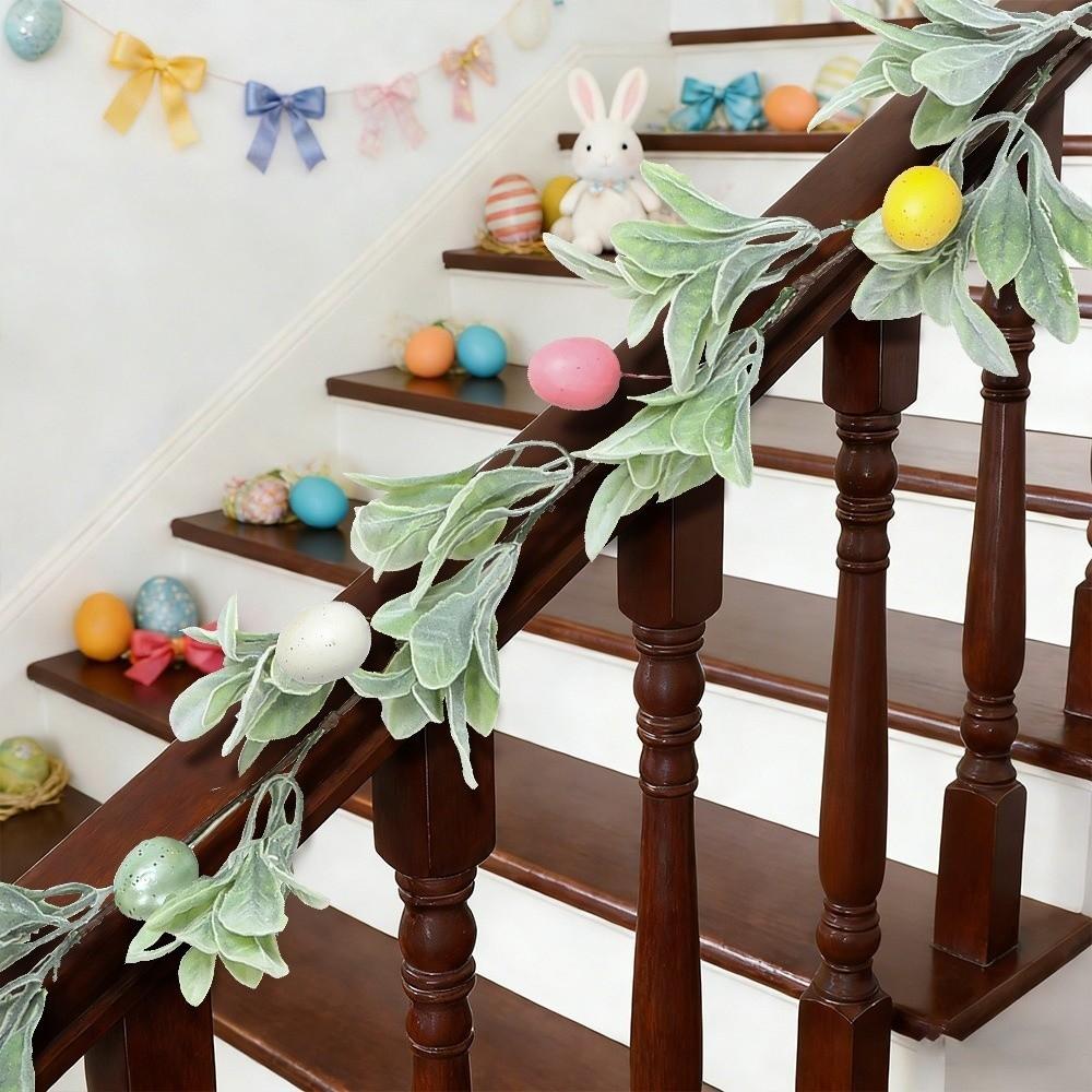with Green Leaves Easter Egg Garland Plastic Faux Hanging Garland Spring Vine Garland  Office Party