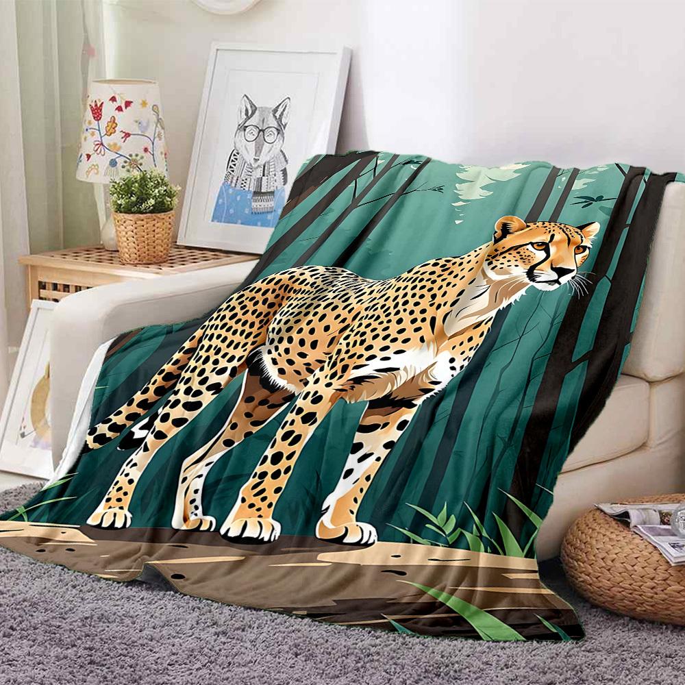 1pc Cheetah Print Blanket Lightweight Blanket Throw Blanket For Sofa, Bed, Travel, Camping, Livingroom, Office yy251010027