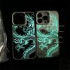 Модный светящийся чехол для телефона с рисунком дракона для iPhone 16 14 13 12 11 15 Pro Max, противоударный, защищающий от падений, светящийся в темноте чехол