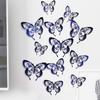 10 цветов 12 шт. 3D наклейки-бабочки для гостиной, спальни, украшения, зеркальные наклейки, полые бабочки ARI