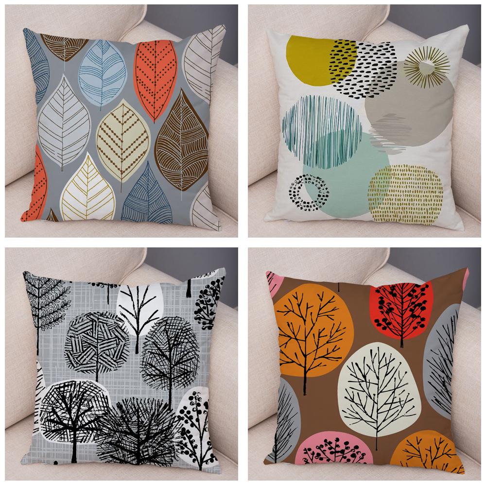 Абстрактное искусство, декоративная наволочка с геометрическим растением, деревом, цветком, диван, домашняя автомобильная наволочка
