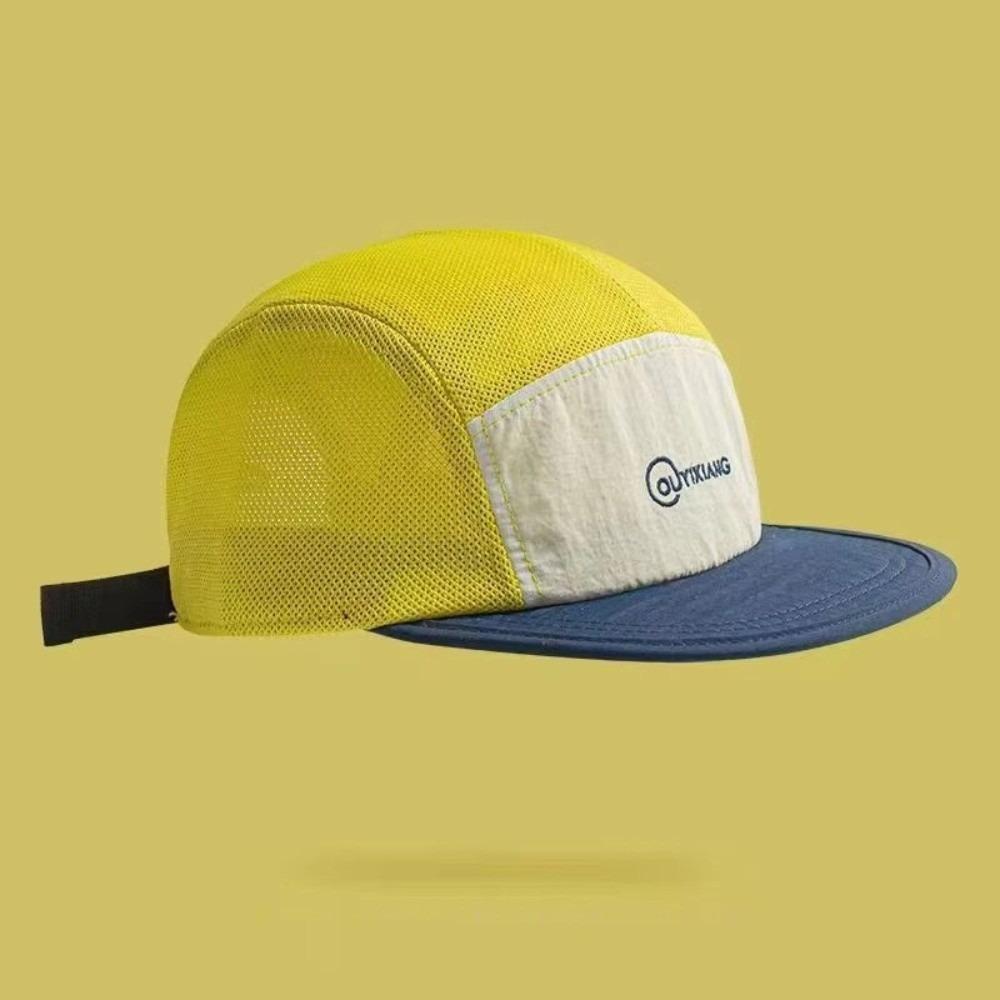 Patchwork Design Baseball Cap Embroidered Letters Sport Hat Breathable Mesh Cap For Unisex