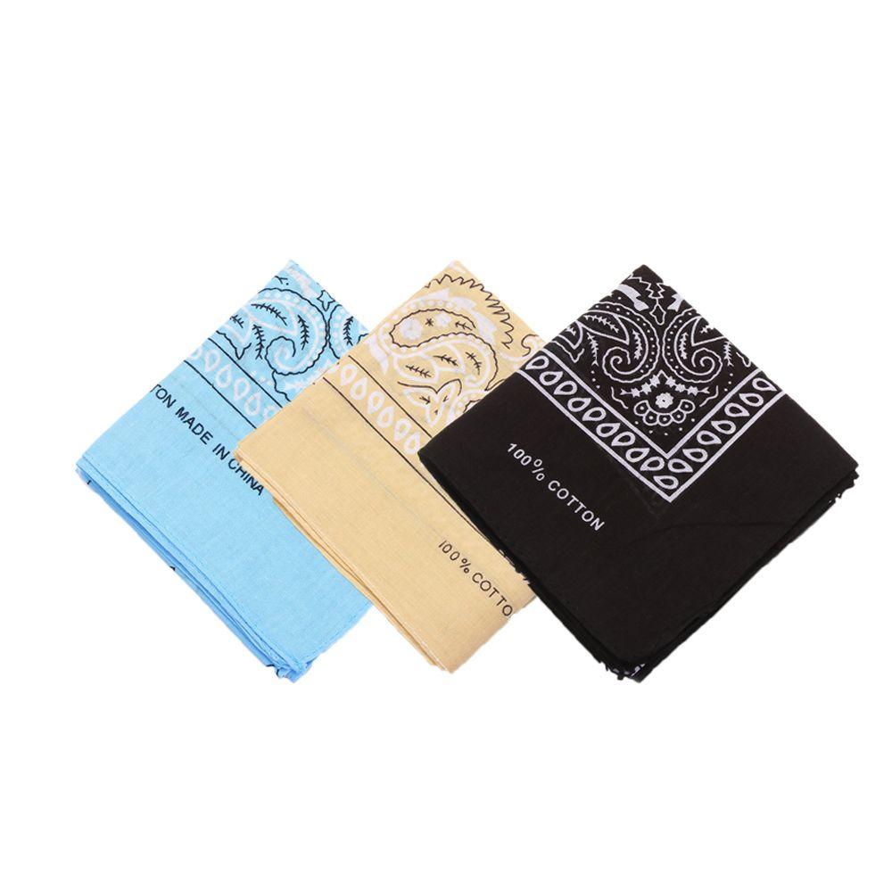 Головной убор Носовой платок 100% Хлопок Повязка для волос Пейсли Бандана Принтованные Квадратные Шарфы Напульсник