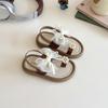 Designer Ribbons Sandals for Girls Beaded Flip Flop Evening Party Dress Shoes Tulle Bow-tie Child Shoes Girl Sandal I06034