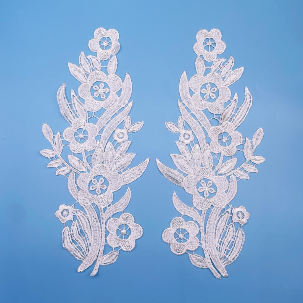 Pair Flower Children'S Clothing Water-Soluble Lace Floral Dance Dress Wedding Dress Wedding Shoes Clothing Accessories Hollow Embroidery Applique