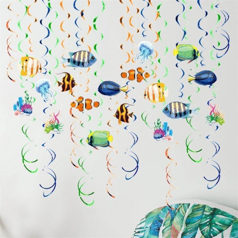 Room Ceiling Decors with Marine Creature Beautiful Swirls Hangings Decorations