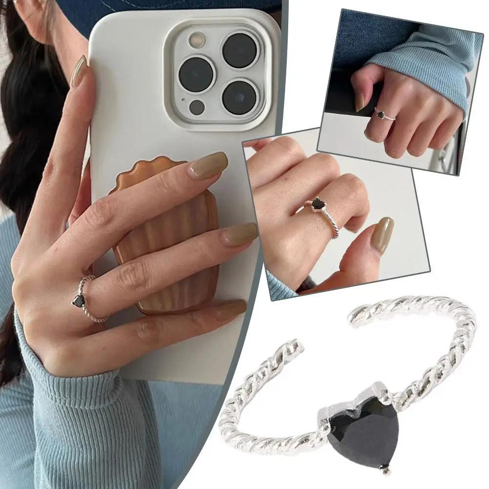 Женское кольцо Нишевый дизайн Простое кольцо в форме сердца с открытым ртом Регулируемые кольца Подарочные аксессуары для подруг