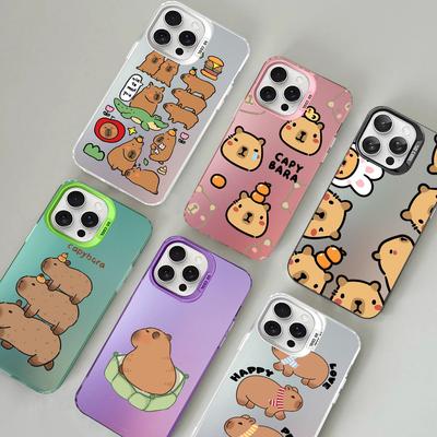 Мультяшный милый чехол для телефона с капибарой для iPhone 18 16 15 14 13 12 11 Pro Max X XR XSMAX 8 7 Plus Матовый противоударный задний чехол
