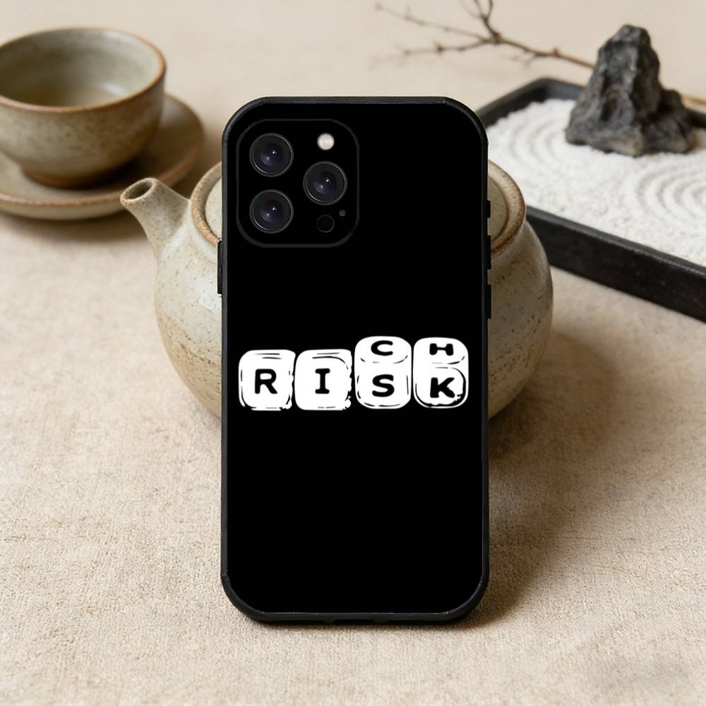 Чехол для телефона Day Trader Trading RISK RICH для iPhone 17, 16, 15, 14, 13, 12 Plus, Max, Мягкий силикон, Черный